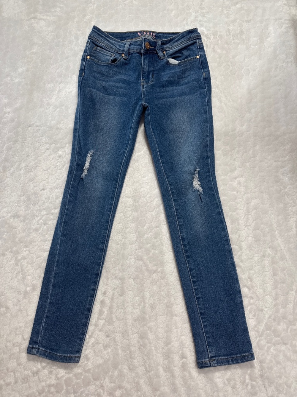 YMI Girl Skinny Jeans Blue Denim Distressed Size 12